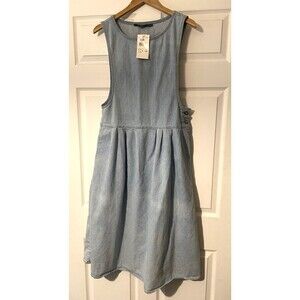 Vintage Woolrich Bleached Blue Denim Dress Cottage core Farmhouse size Large NWT